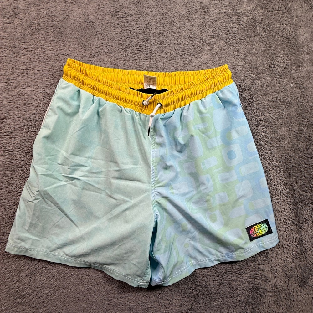 Slunks Soho Sixer Beach Volleyball Shorts Mens XL Blue Yellow Excellent Retro
